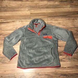 Patagonia pink and grey synchilla sweatshirt